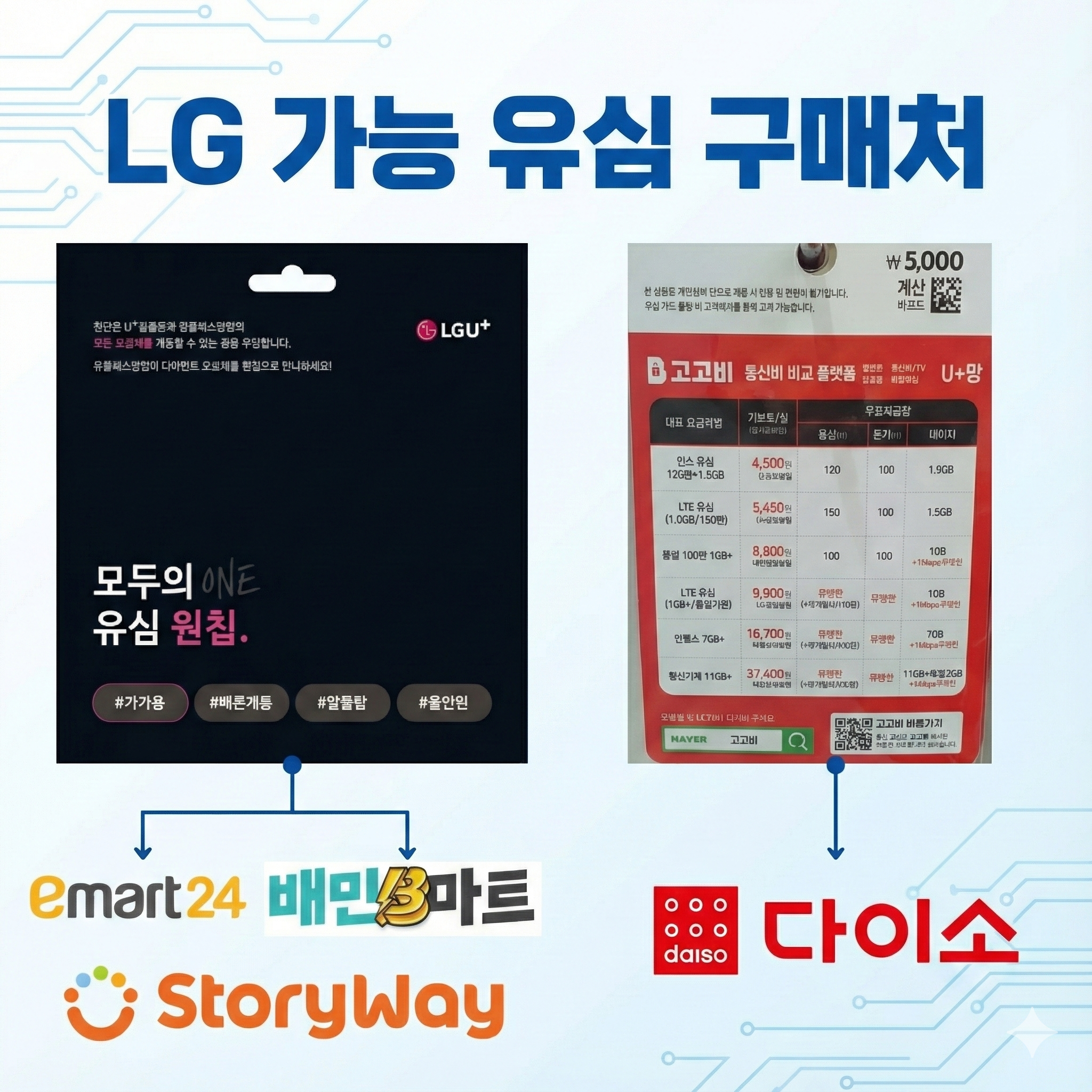 LG망 호환 유심과 구매처 안내